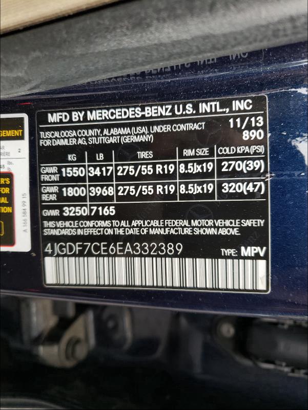2014 MERCEDES-BENZ GL450 4JGDF7CE6EA332389