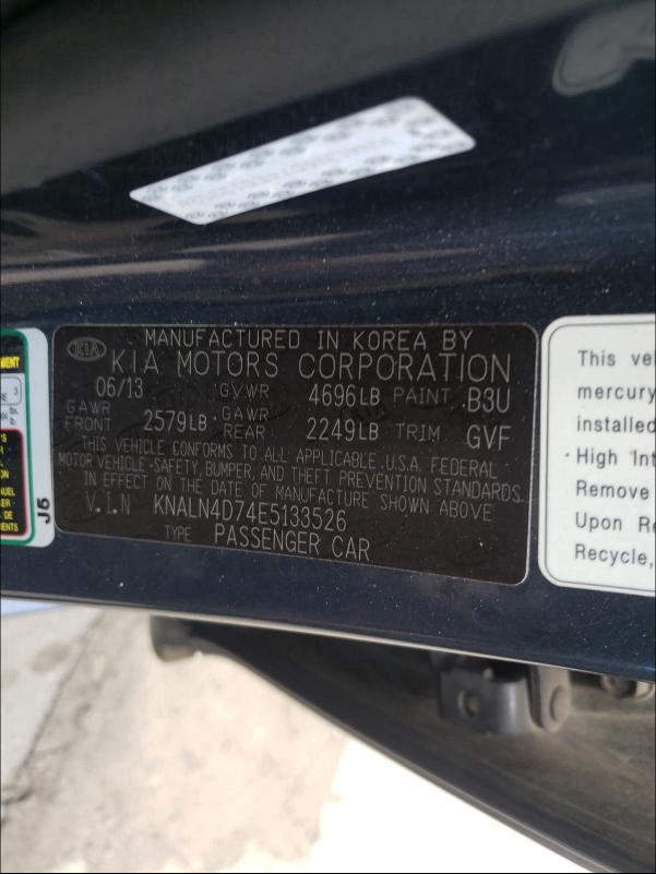 2014 KIA CADENZA PR KNALN4D74E5133526