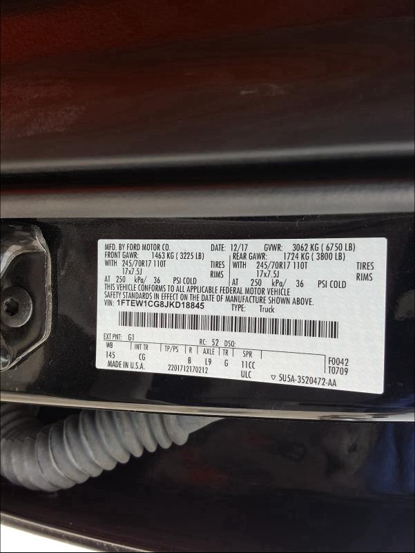 2018 FORD F150 SUPER 1FTEW1CG8JKD18845