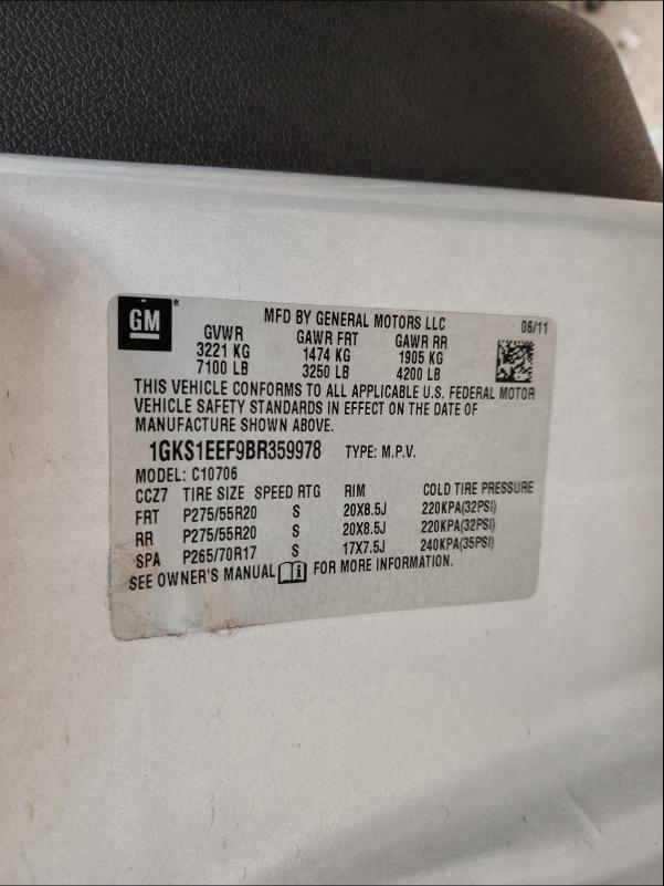 2011 GMC YUKON DENA 1GKS1EEF9BR359978