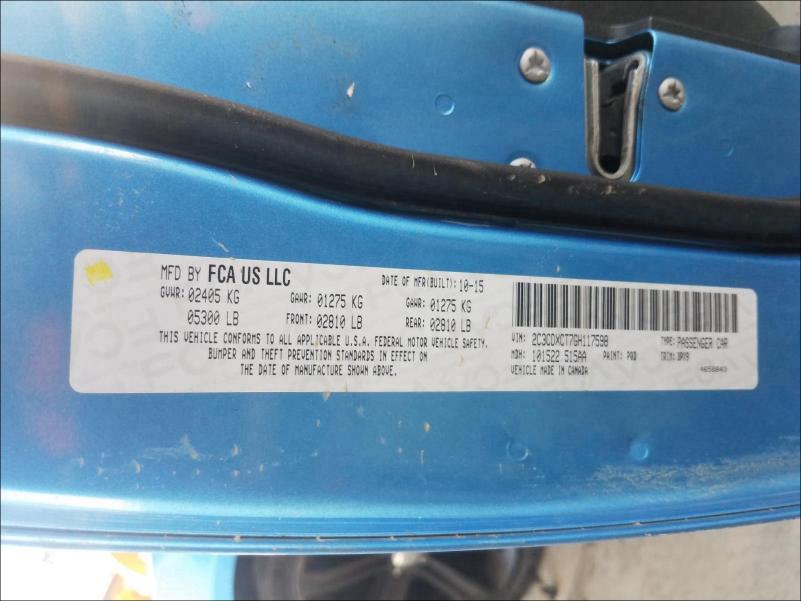 2016 DODGE CHARGER R/ 2C3CDXCT7GH117598