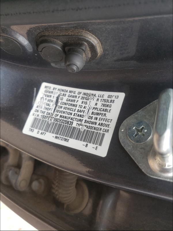 2013 HONDA CIVIC LX 19XFB2F59DE020635