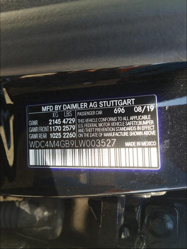 2020 MERCEDES-BENZ GLB 250 WDC4M4GB9LW003527