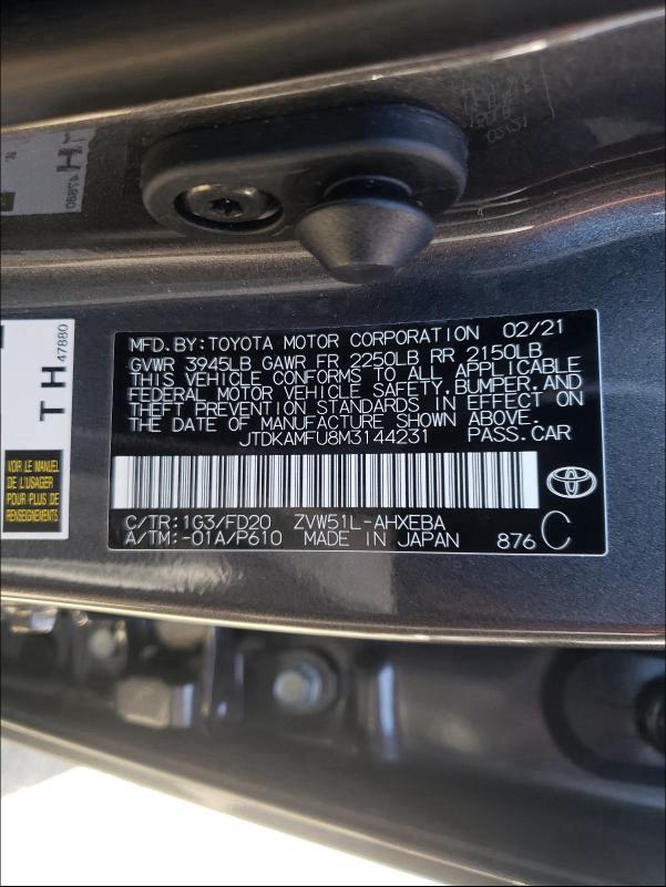 2021 TOYOTA PRIUS SPEC JTDKAMFU8M3144231
