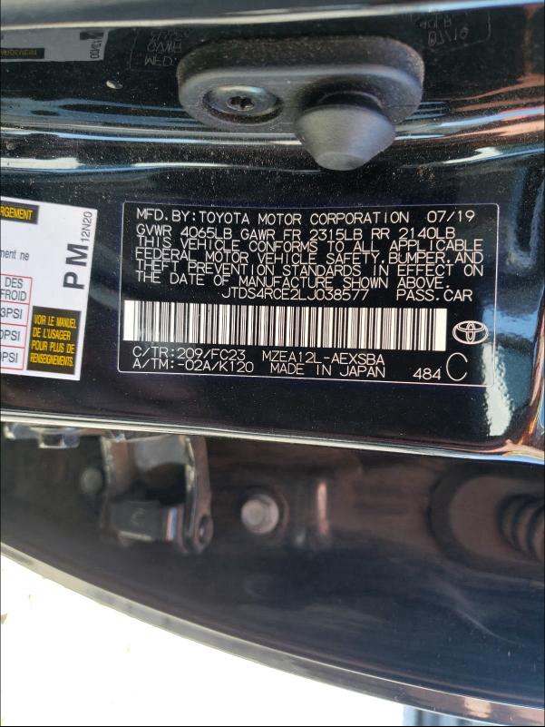 2020 TOYOTA COROLLA SE JTDS4RCE2LJ038577