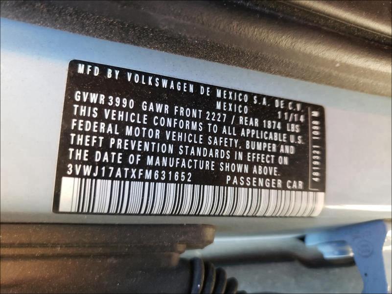 2015 VOLKSWAGEN BEETLE 1.8 3VWJ17ATXFM631652