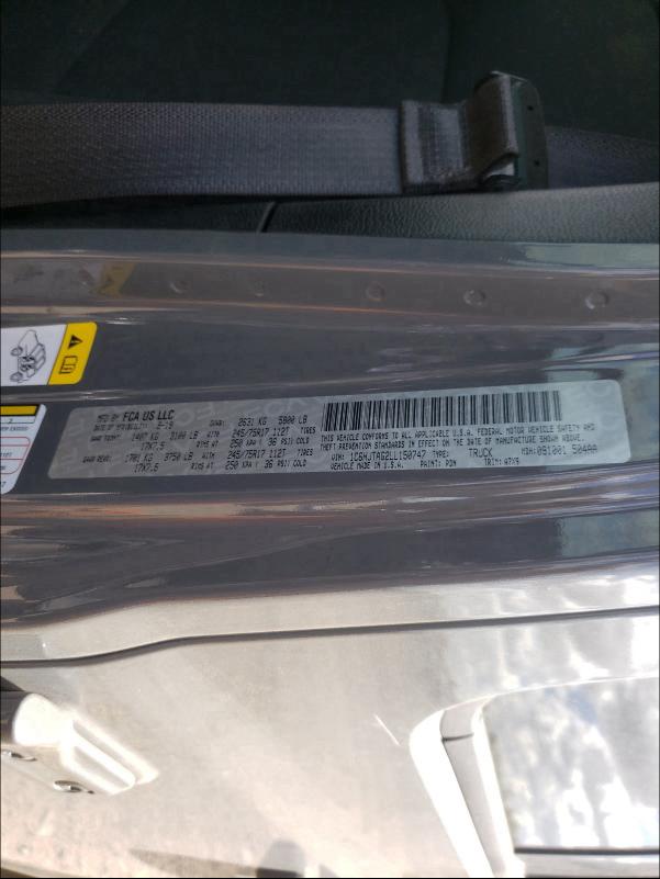 2020 JEEP GLADIATOR 1C6HJTAG2LL150747