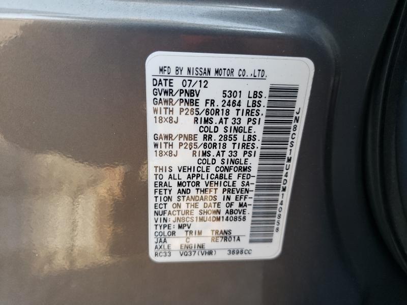 2013 INFINITI FX37 JN8CS1MU4DM140856