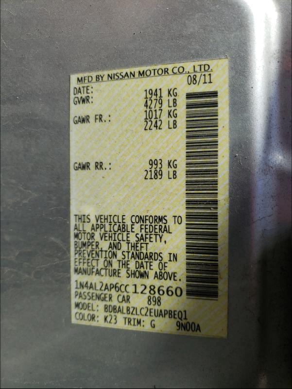 2012 NISSAN ALTIMA BAS 1N4AL2AP6CC128660