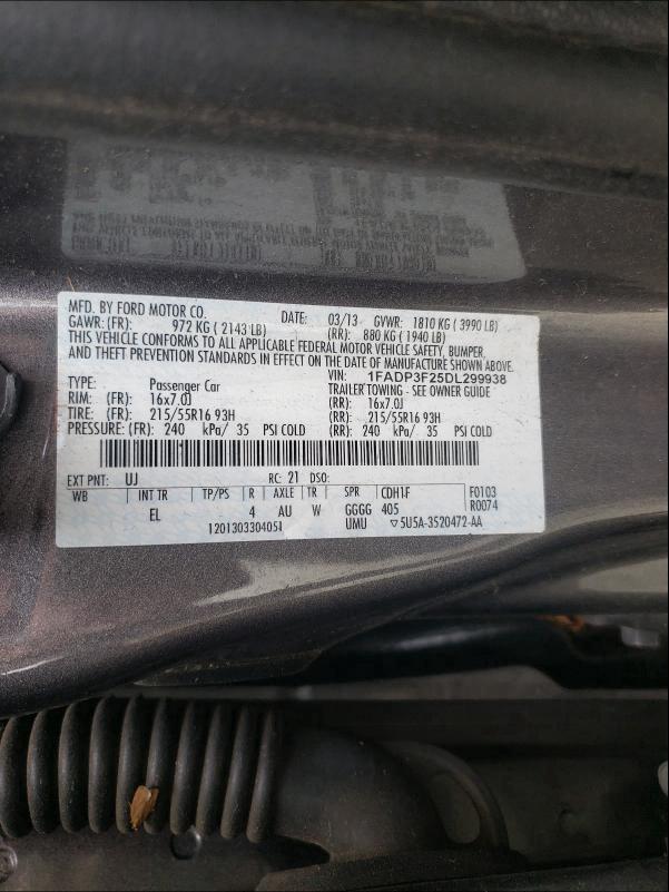 2013 FORD FOCUS SE 1FADP3F25DL299938