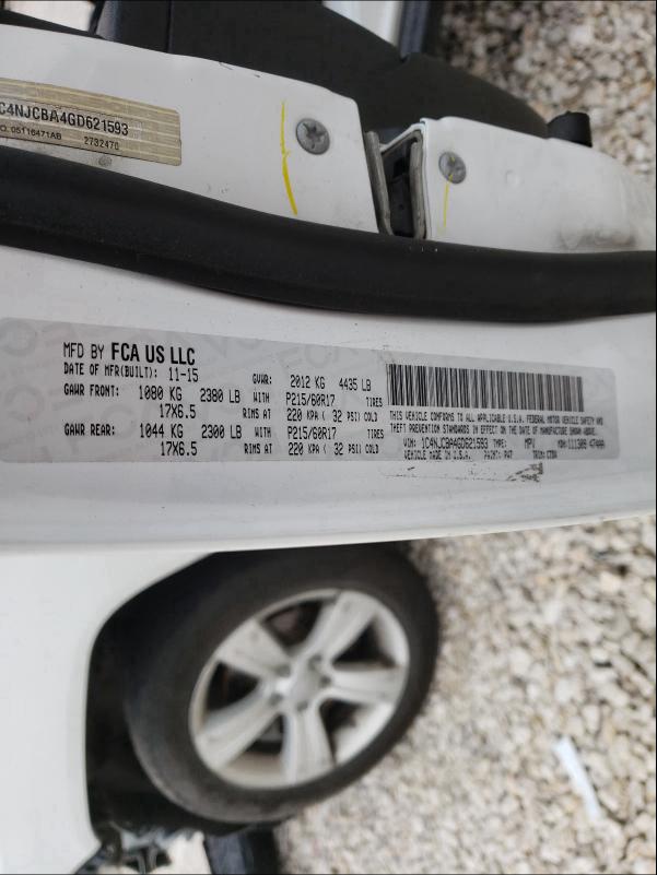 2016 JEEP COMPASS SP 1C4NJCBA4GD621593