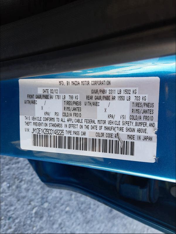 2012 MAZDA MAZDA2 JM1DE1KZ6C0148226