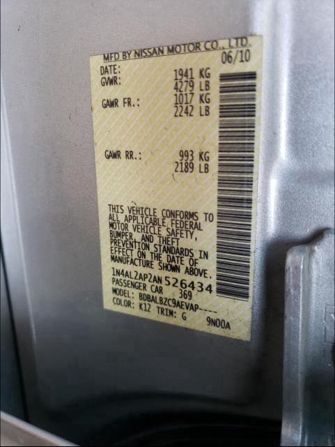 2010 NISSAN ALTIMA BAS 1N4AL2AP2AN526434