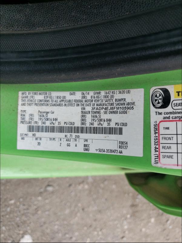 2015 FORD FIESTA SE 3FADP4EJ8FM105905