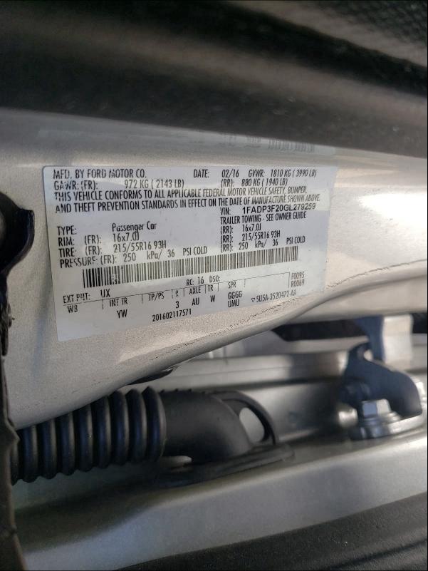 2016 FORD FOCUS 1FADP3F20GL279259