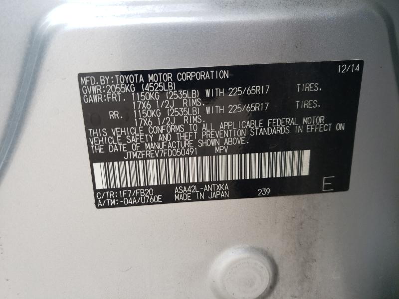 2015 TOYOTA RAV4 LE JTMZFREV7FD050491