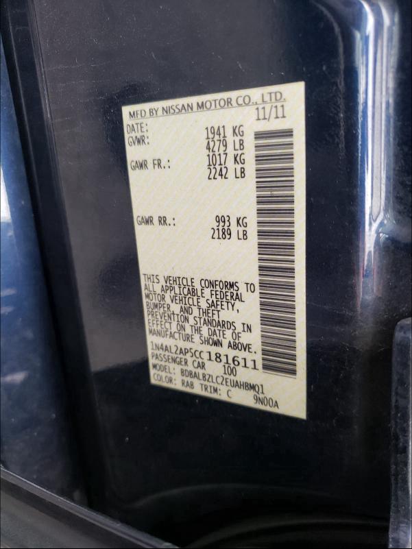 2012 NISSAN ALTIMA BAS 1N4AL2AP5CC181611