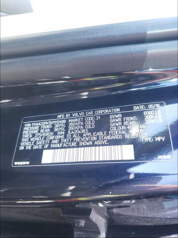 2017 VOLVO XC90 T6 YV4A22PK5H1112488