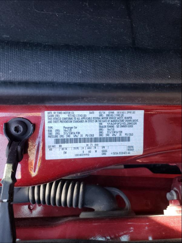 2014 FORD FOCUS SE 1FADP3F21EL296326
