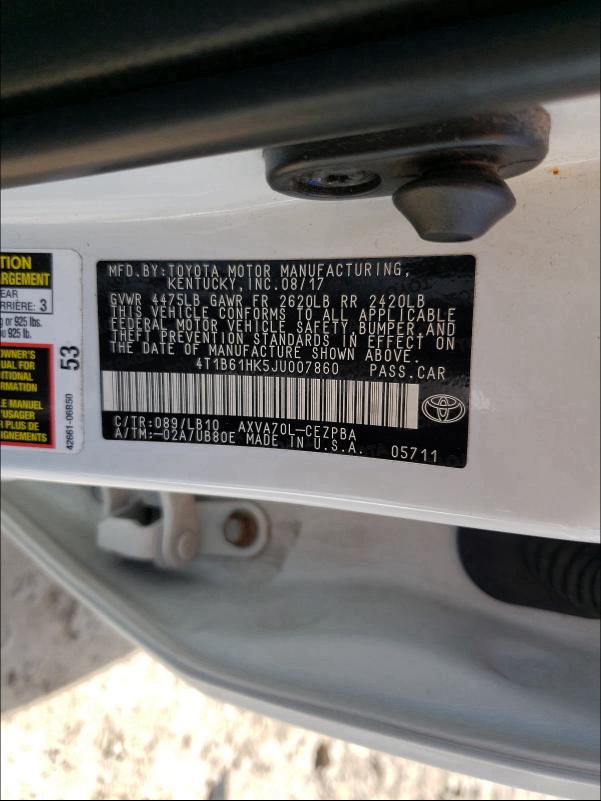 2018 TOYOTA CAMRY XSE 4T1B61HK5JU007860