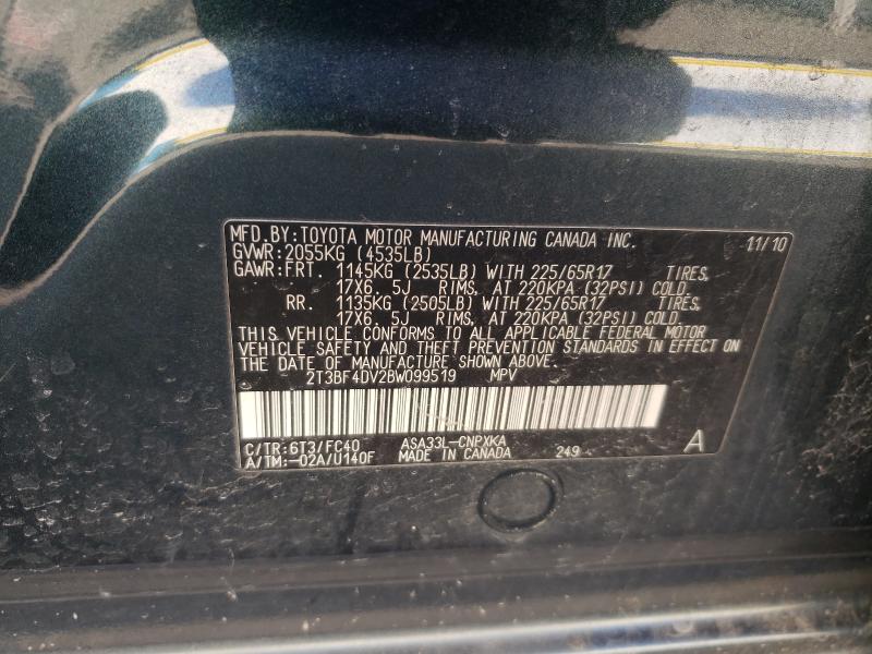 2011 TOYOTA RAV4 2T3BF4DV2BW099519