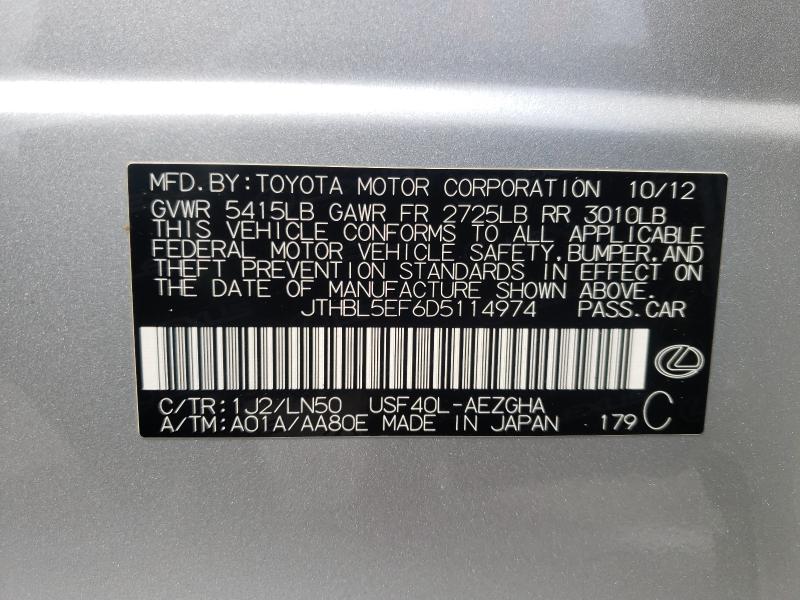 2013 LEXUS LS 460 JTHBL5EF6D5114974