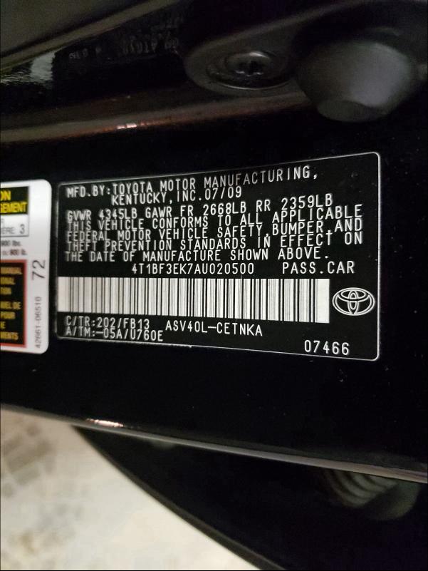 2010 TOYOTA CAMRY BASE 4T1BF3EK7AU020500