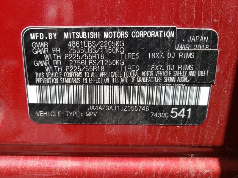 2018 MITSUBISHI OUTLANDER JA4AZ3A31JZ055746