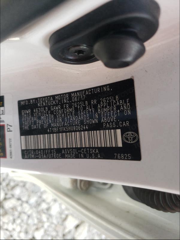 2017 TOYOTA CAMRY LE 4T1BF1FK5HU806244
