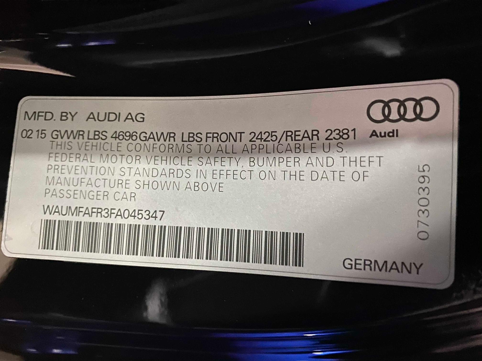 2015 AUDI A5 PREMIUM WAUMFAFR3FA045347