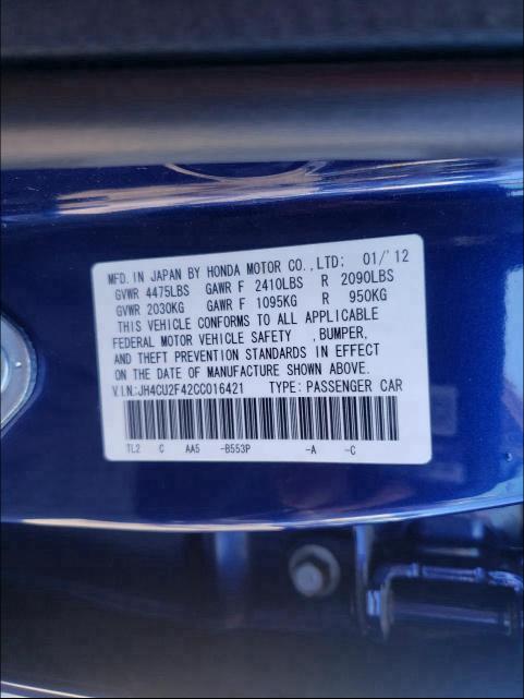 2012 ACURA TSX JH4CU2F42CC016421