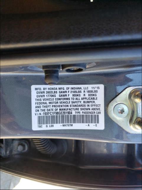 2016 HONDA CIVIC TOUR 19XFC1F98GE201904