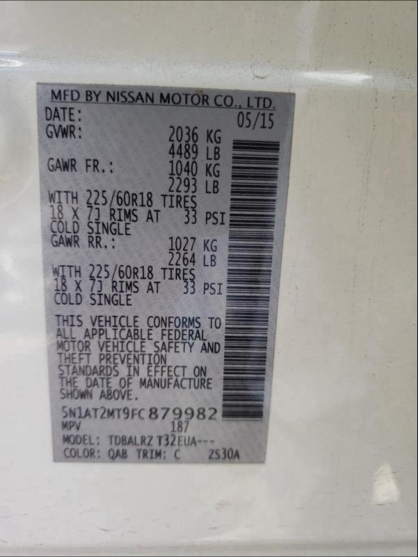 2015 NISSAN ROGUE S 5N1AT2MT9FC879982