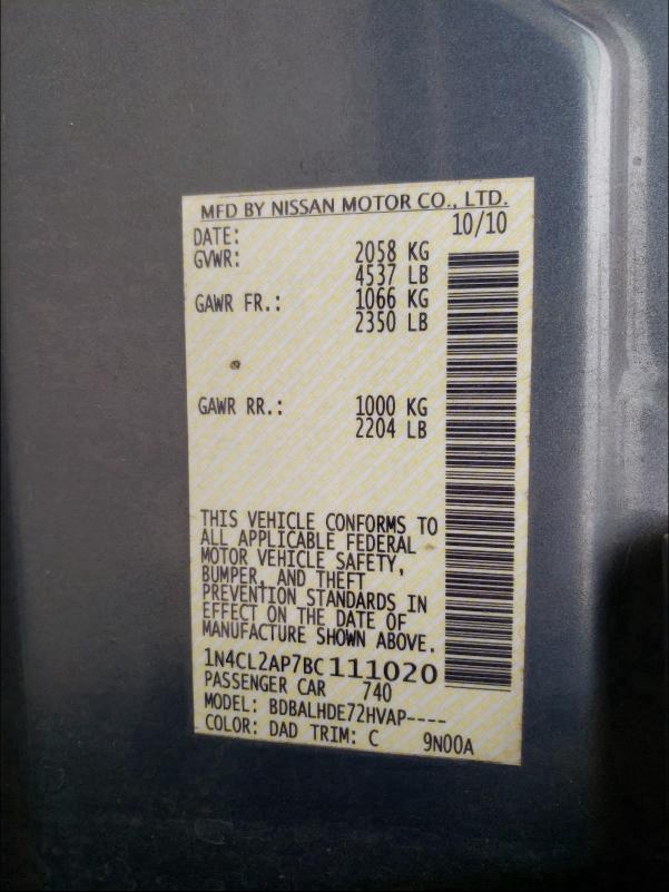 2011 NISSAN ALTIMA HYB 1N4CL2AP7BC111020