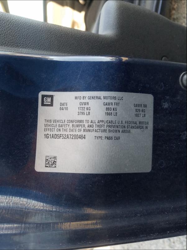 2010 CHEVROLET COBALT 1LT 1G1AD5F52A7200484