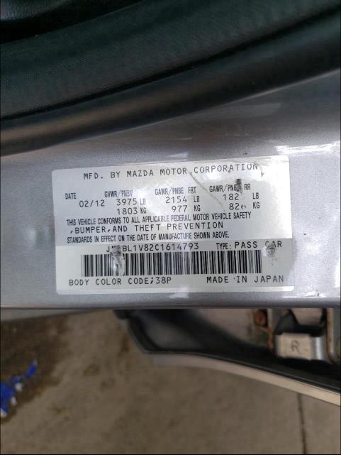 2012 MAZDA 3 I JM1BL1V82C1614793