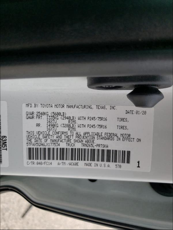 2020 TOYOTA TACOMA DOU 5TFAX5GN6LX177534