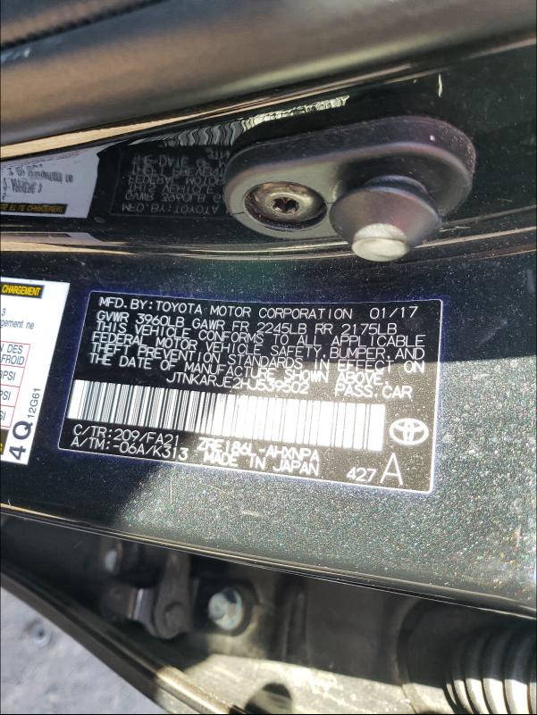 2017 TOYOTA COROLLA IM JTNKARJE2HJ539502
