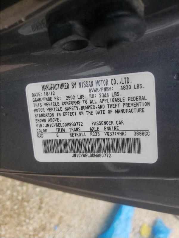 2013 INFINITI G37 JN1CV6EL0DM980772