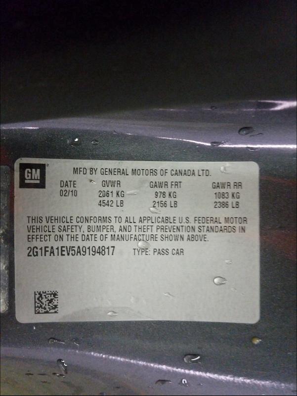 2010 CHEVROLET CAMARO 2G1FA1EV5A9194817