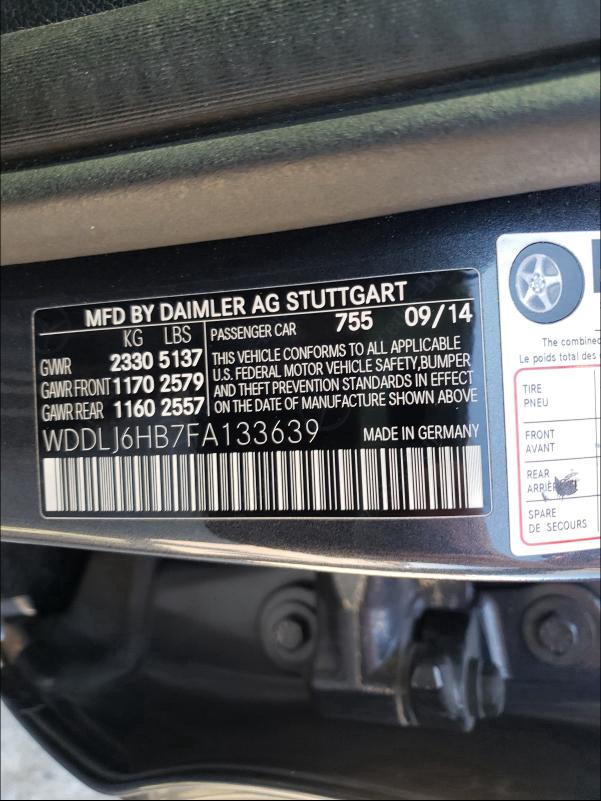 2015 MERCEDES-BENZ CLS 400 4M WDDLJ6HB7FA133639