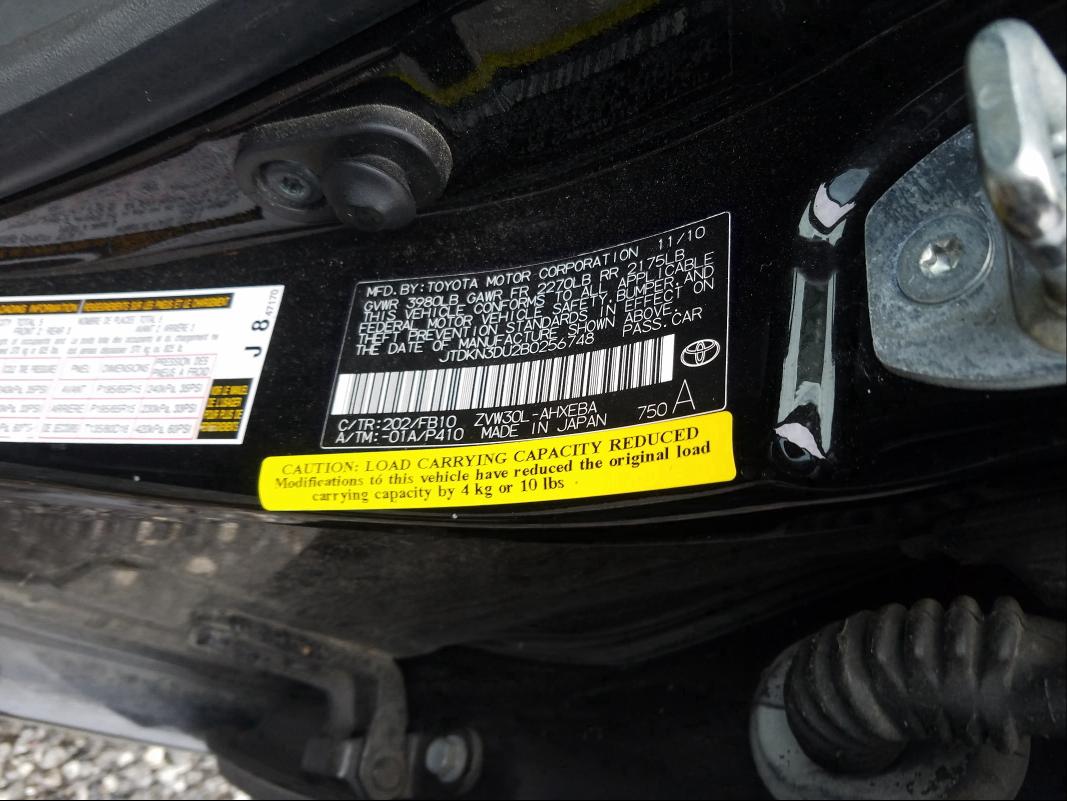 2011 TOYOTA PRIUS JTDKN3DU2B0256748