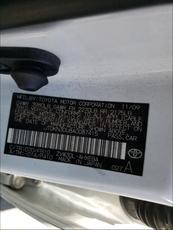2010 TOYOTA PRIUS JTDKN3DU8A0087415