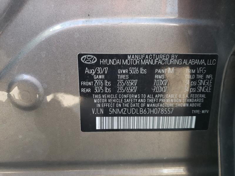 2018 HYUNDAI SANTA FE S 5NMZUDLB6JH078557