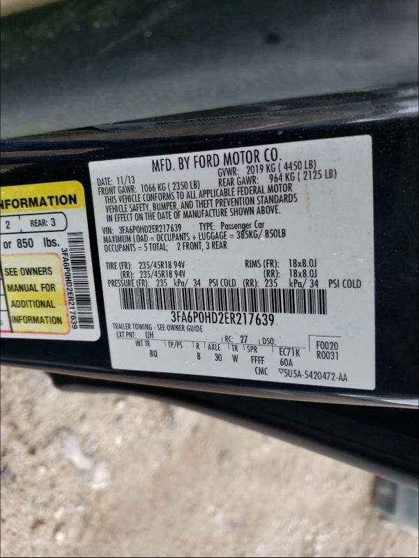 2014 FORD FUSION SE 3FA6P0HD2ER217639