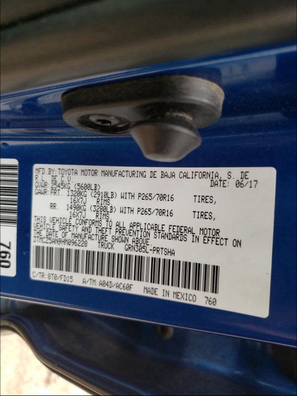 2017 TOYOTA TACOMA DOU 3TMCZ5AN9HM096228