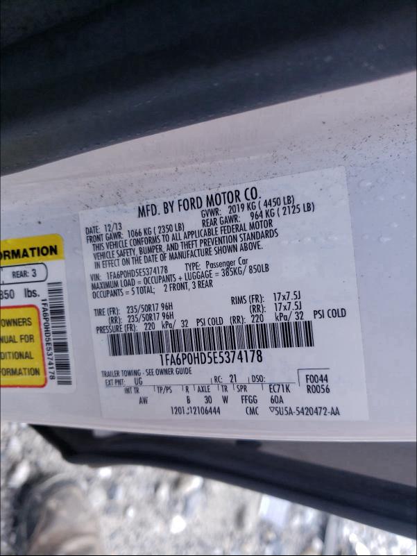 2014 FORD FUSION SE 1FA6P0HD5E5374178