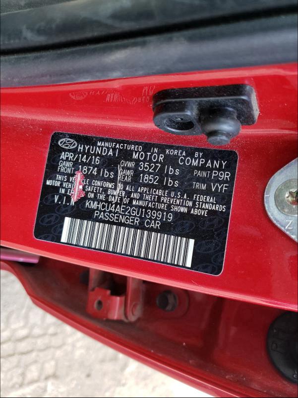 2016 HYUNDAI ACCENT SE KMHCU4AE2GU139919
