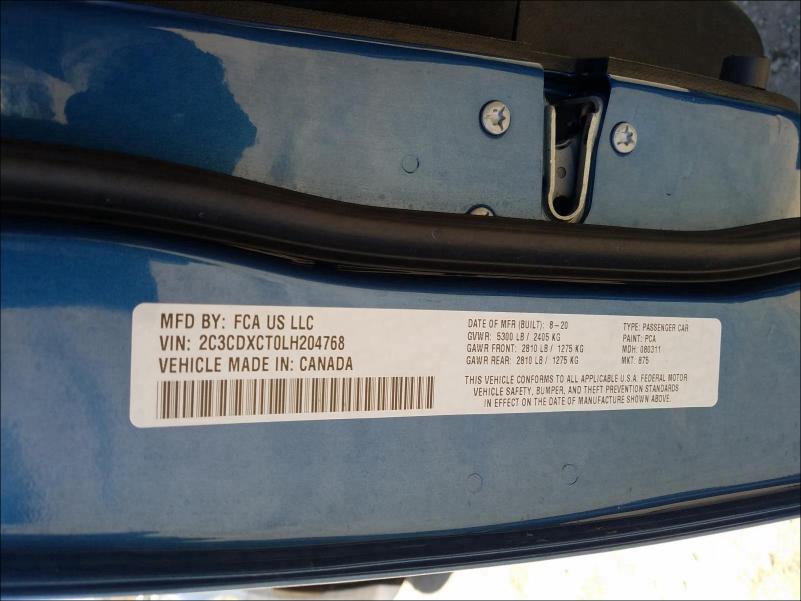 2020 DODGE CHARGER R/ 2C3CDXCT0LH204768