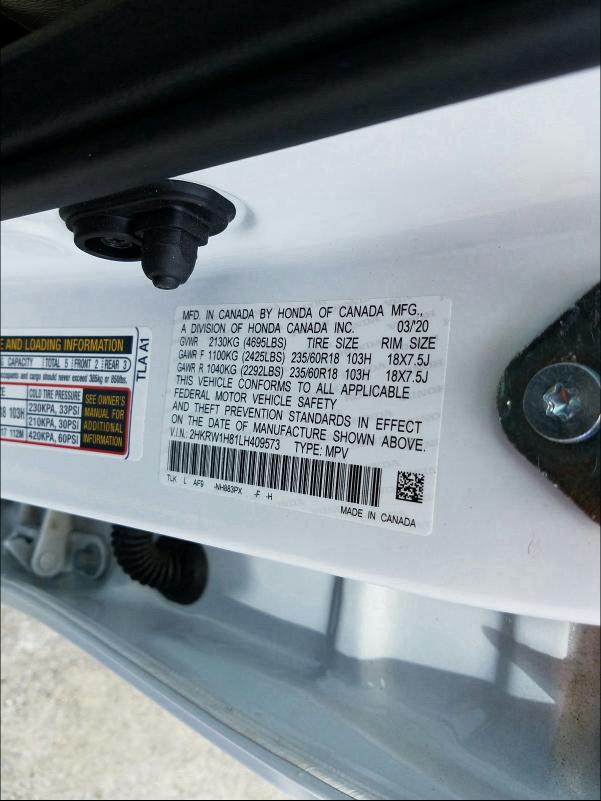 2020 HONDA CR-V EXL 2HKRW1H81LH409573